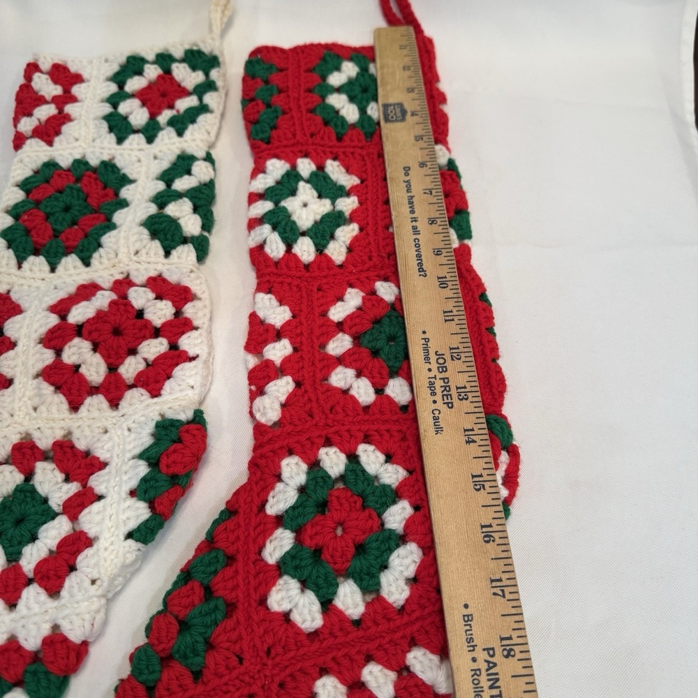 Handcrafted Crochet Holiday Stockings - Red, Green, and White - Picture 4 of 7